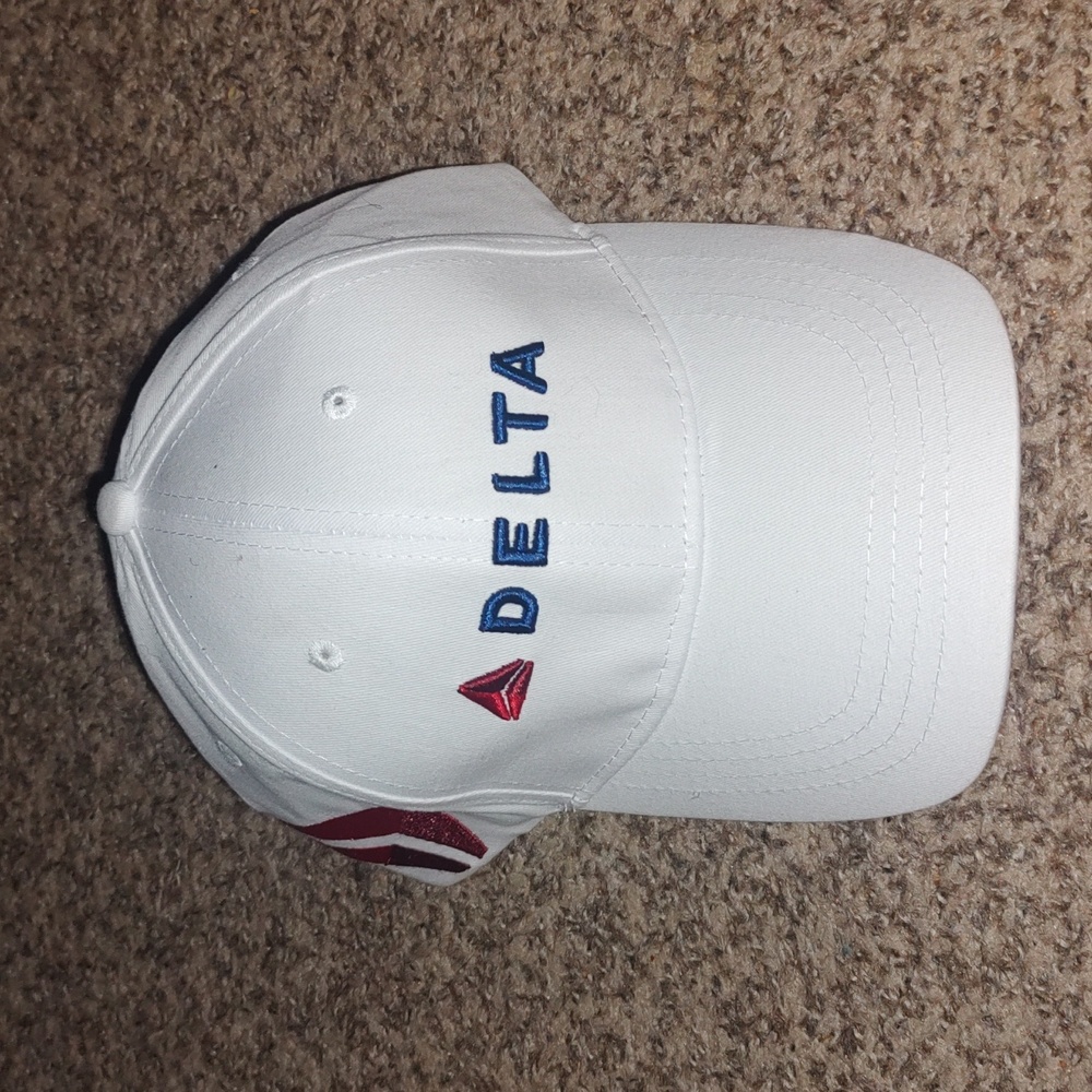 Delta Airlines White Red Blue Embroidered Widget Adjustable Baseball Cap Hat New